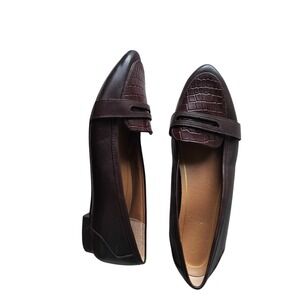 Vionic Women's Burgundy Savannah Pointed Leather Loafers Ballet Flats Size 7.5